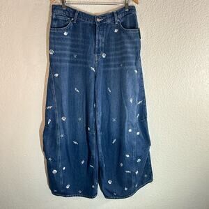 NWT Free People Westward Demi Jean Under the Sea Wide Leg Barrel Sz 31 Boho